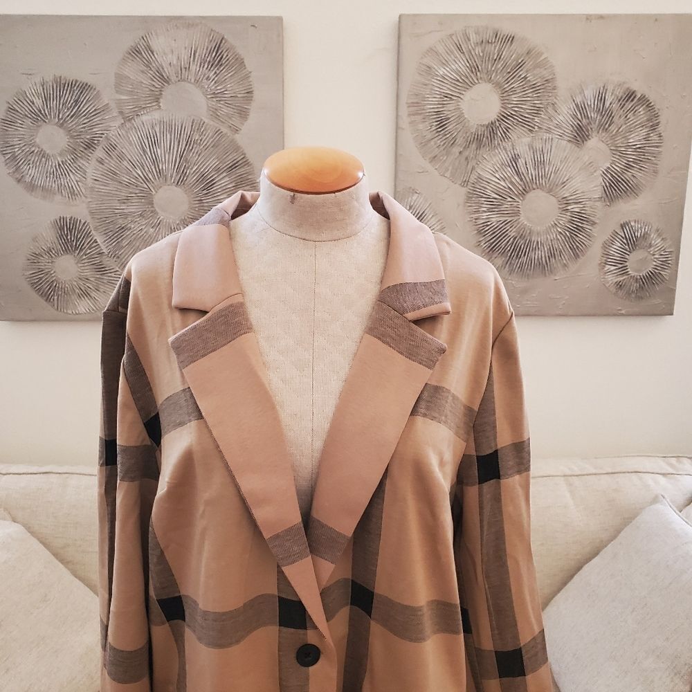 NEW! Sanctuary "Catalina" Patterned Coat - size 1X in Camel Plaid - Picture 6 of 14